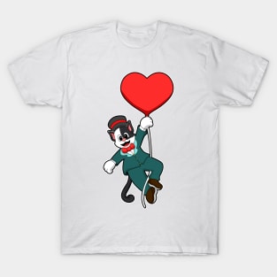 Cat as Groom with Heart Balloon T-Shirt